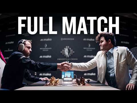 Moustached Magnus Carlsen vs. Hans Niemann Whole Game 👨🏻 | FIDE Freestyle Chess World Championship 
