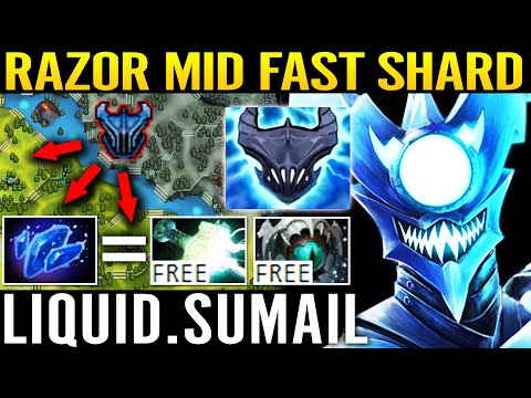 LIQUID SUMAIL Trying Razor MID - Fast Shard Build Imba Free Effect Mjollnir + Skadi Dota 2 Pro Guide