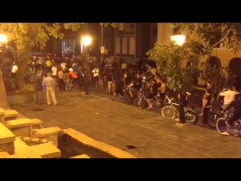 Bunch of People on Bikes at Plaza Colon, Old San Juan, Puer