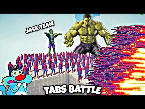 JACK100x SPIDERMAN+ 1x GIANT HULK vs OGGY EVERY GODS! - Totally Accurate Battle Simulator TABS