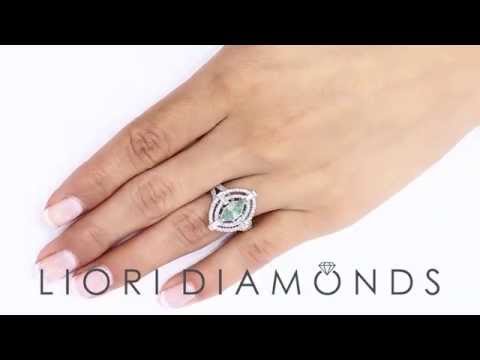 FD-011 - 2.39 Carat Fancy Blue Marquise Cut Diamond Engagement Ring 18k Vintage Style