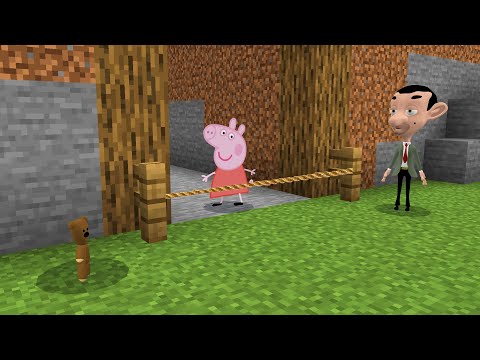 Peppa Pig vs Mr Bean and Bear in Minecraft - Gameplay - Coffin meme