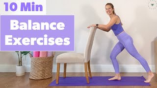 10 Min BALANCE EXERCISES - Improve balance at home!
