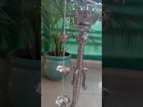 German Silver Peacock Deepam Samayee Stand