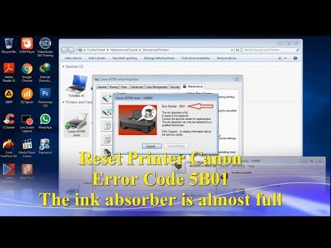 Reset Printer CANON IP2770 Error 5B01 / 5B00, The Ink Absorber is FULL, MP237, MP287 Video