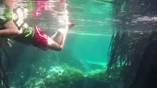 preview picture of video 'Cenote in Tulum : swim underwater'