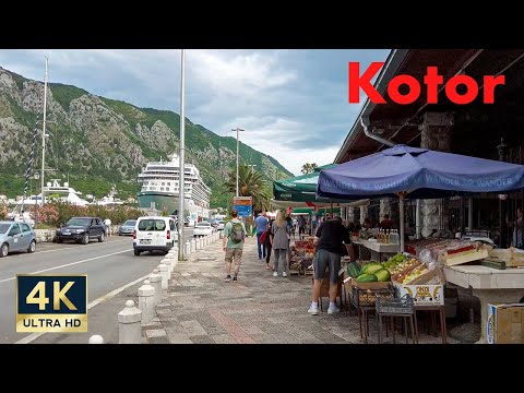Kotor Montenegro 🇲🇪 4K Outdoor Market Walking Tour