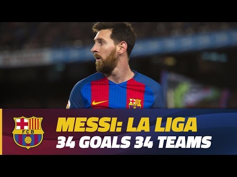 Leo Messi: 34 LaLiga teams, 34 goals