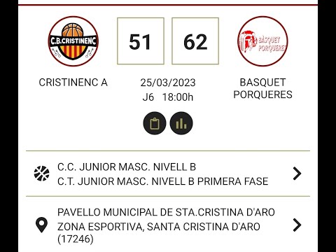 CB CRISTINENC vs BÀSQUET PORQUERES