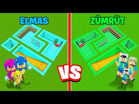 BEBEK SONİC AİLESİ ELMAS VS ENES AİLESİ ZÜMRÜT YERALTI EV SAVAŞI! 😨 Minecraft