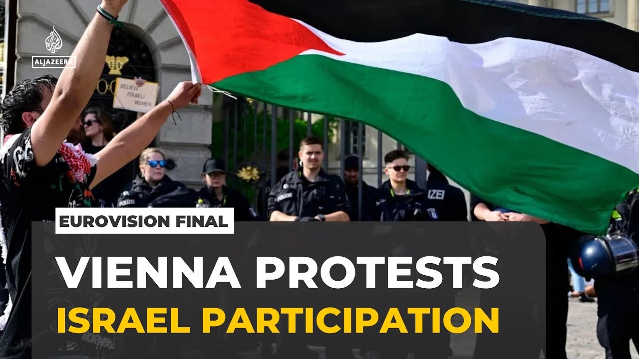 Protesters march in Vienna against Israel’s participation in Eurovision final