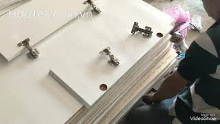 Máy khoan bản lề 4 cụm HOLZTEK HD48, Cách bắt bản lề cửa gỗ công nghiệp