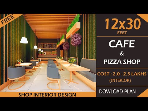 12x30 Cafe Shop | Pizza shop | Best Cafe Design  | coffee shop interior design | Green Themed Cafe