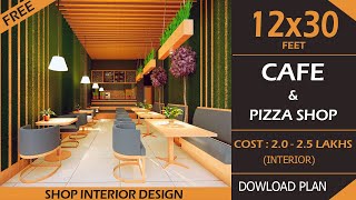 12x30 Cafe Shop | Pizza shop | Best Cafe Design  | coffee shop interior design | Green Themed Cafe