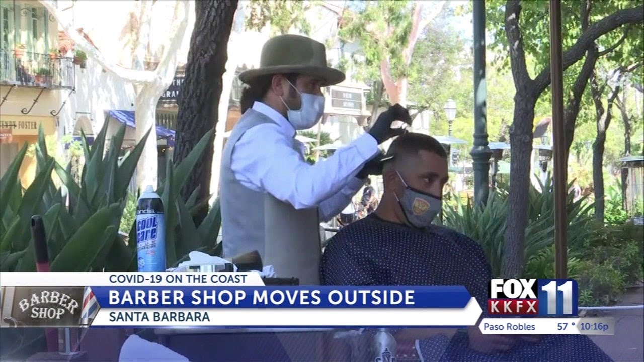SB barber shop moves cuts outside to comply with latest health order