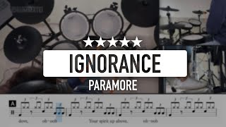 [Lv.16] Ignorance - Paramore (★★★★★) POP Drum Cover, Tutorial with sheet music