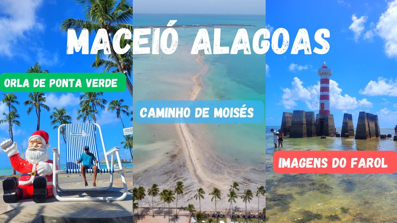 Maceió Praia de Ponta verde conhecendo o caminho de Moisés, Farol na Maré Baixa e imagens de drone