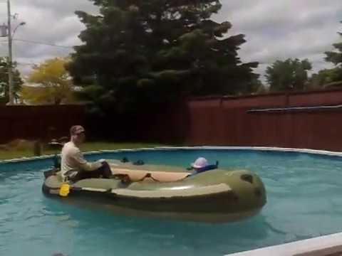 Bestway Hydro Force Voyager 500 Inflatable boat with trolling motor in my pool