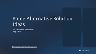Brett Cameron - Alternative Solution Ideas
