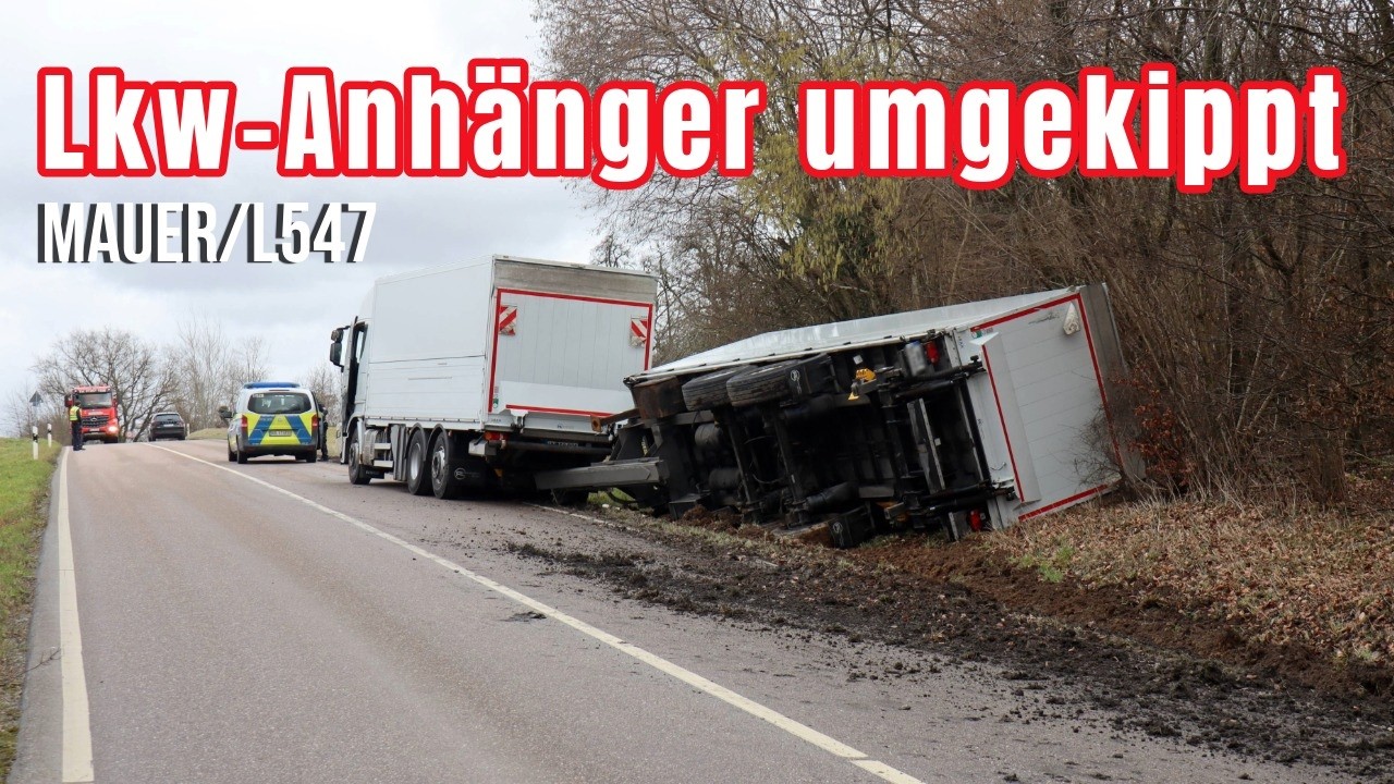 L 547 bei Mauer nach Lkw-Unfall stundenlang gesperrt