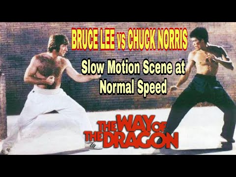 BRUCE LEE VS CHUCK NORRIS - Slow Motion Scene at Normal speed  (Way of The Dragon)