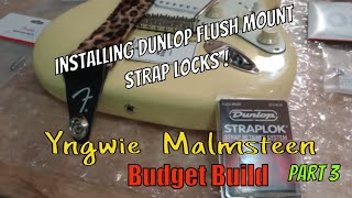 Video thumbnail for Yngwie Malmsteen Budget Strat  - Dunlop  Straplok Flush Mount Strap Retainer System Installation by FULTON STREET BEATS