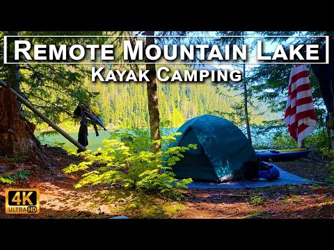 Spectacular Remote Cascade Mountain Lake Kayak Camping in 4K UHD with Beautiful Aerials