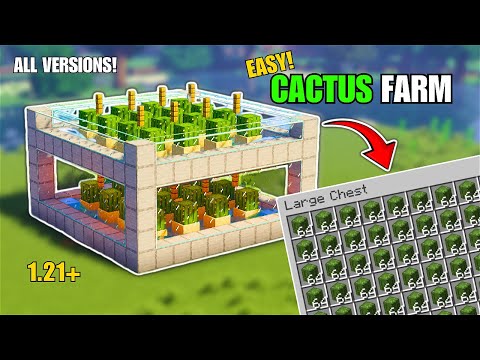 🌵 Easy CACTUS Farm Tutorial (Minecraft 1.21) - Automatic & Efficient!