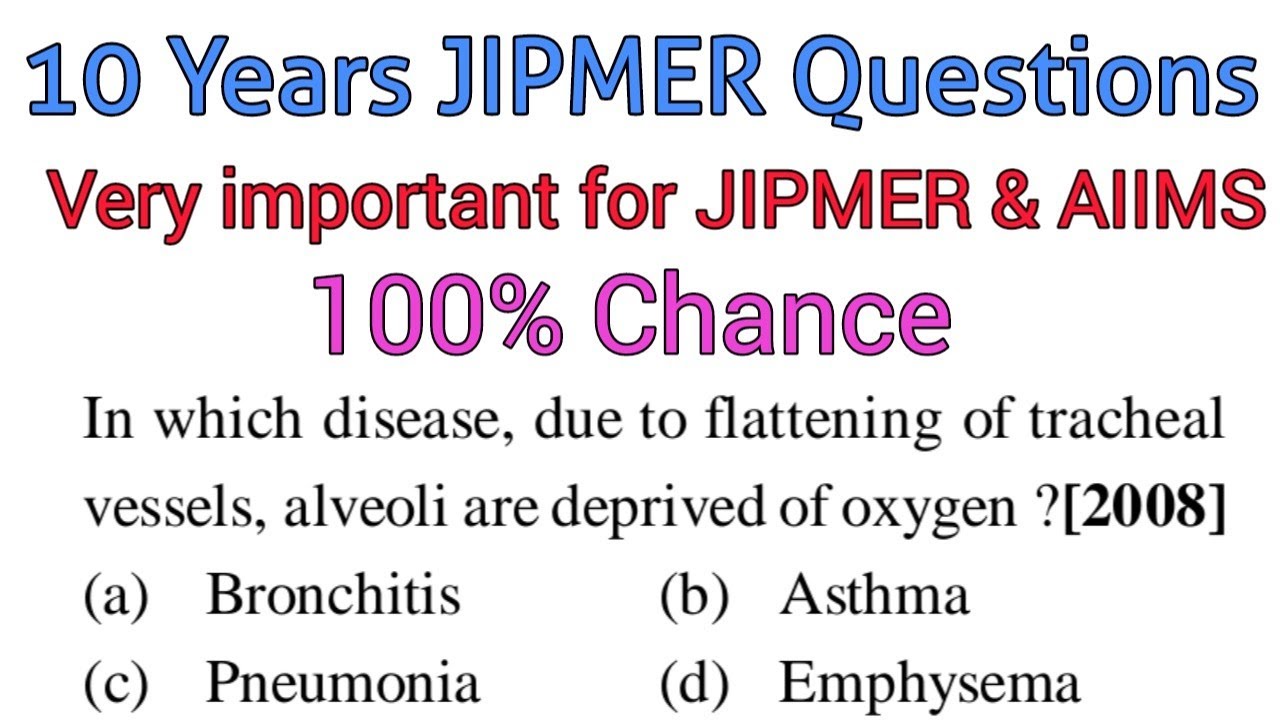 (2) JIPMER के लिए very important questions ||10 previous years JIPMER Questions ||Respiratory System