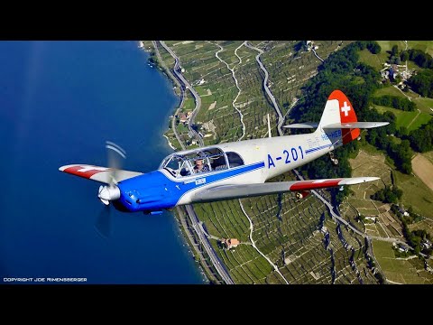 Flying in a MESSERSCHMITT Bf 108 TAIFUN through the Swiss Alps
