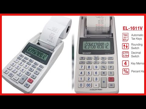 Sharp EL-1611V Handheld Portable Cordless 12 Digit Large LCD Display Two-Color Printing Calculator