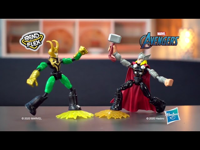 Vídeo relacionado con Figura de acción de Thor vs. Loki de 15 cm de Marvel Avengers Bend and Flex, para niños a Partir de 4 años