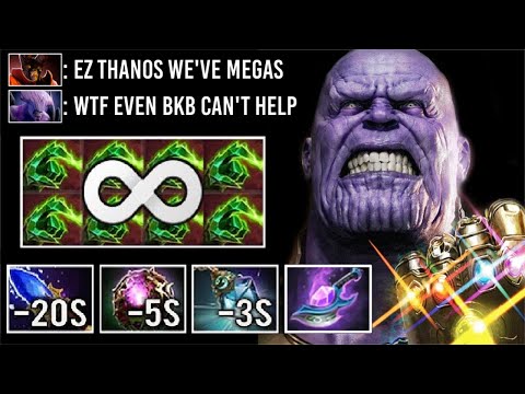 Infinity Stones Thanos Mid vs MEGAS + 4 BKB Team Epic -80% CD Finger 1 Shot K.O Fun Top Rank Dota 2