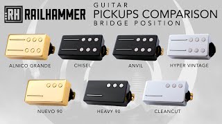 Video thumbnail for RAILHAMMER Pickups Demo (Anvil, Chisel, Alnico Grande, Hyper Vintage, Nuevo 90, Heavy 90, Cleancut) by Mike Stamper