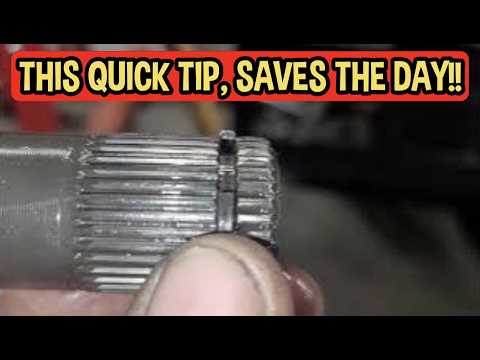 CV axle installation quick tech tip