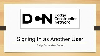 Dodge Construction Central - Sign in as Another User