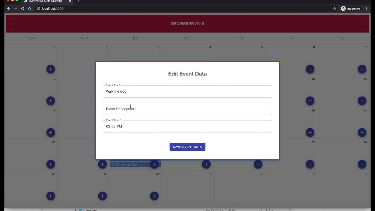 Real Simple Calendar Application written in React