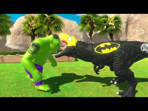 ⚡ HALK GORO THE GIANT vs BATMAN T-Rex DEATH RUN - 🦖 Animal Revolt Battle Simulator 🦕