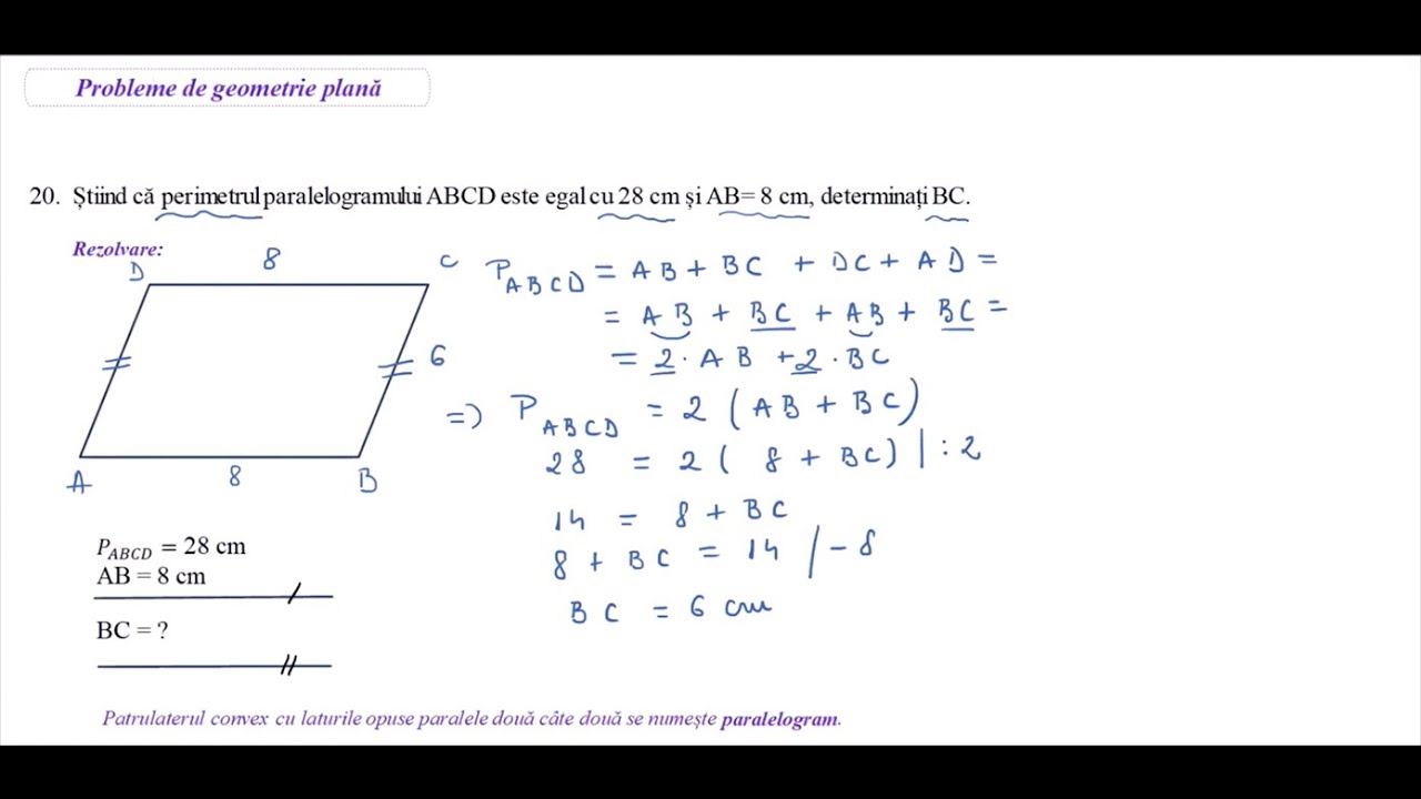 Probleme de geometrie plana- Pb. 20 - Perimetrul paralelogramului