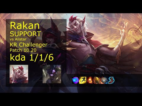 Rakan Support vs Alistar - KR Challenger 1/1/6 Patch 10.20 Gameplay // [롤] 라칸 vs 알리스타 서폿