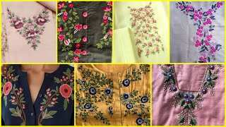 2026 hand embroidery designs for dresses / neckline embroidery / hand embroidered dress