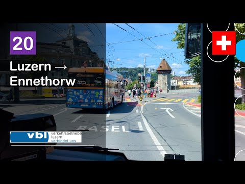 [4K] 🇨🇭 Cab Ride: VBL LUZERN BUS | 20: Luzern → Ennethorw | Solaris Urbino IV 18