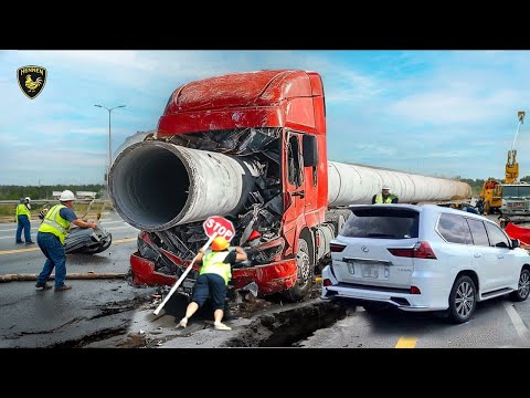Extreme dangerous transport abilities with oversized trucks, the most dangerous drivers in the wo02