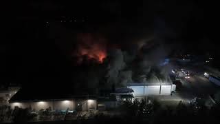Wideo1: Po�ar zak�adu mi�snego OSI w Chro�cinie - widok z drona
