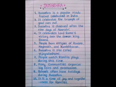 10 lines on Dussehra in english/Dussehra essay in english 10 lines/Essay on Dussehra in english l