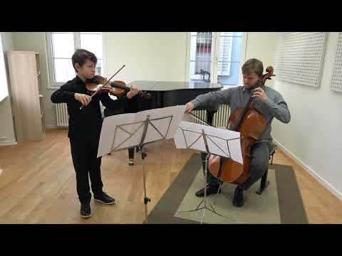Nikita Koller (11) and Matthieu Gutbub, Concertante Duet for Violin and Cello No. 2 by N. Paganini