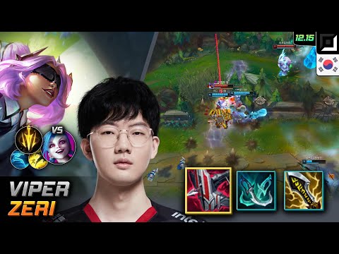 Viper Adc Zeri Immortal Shieldbow Lethal Tempo - Viper Zeri Match Highlight - LOL KR 12.15