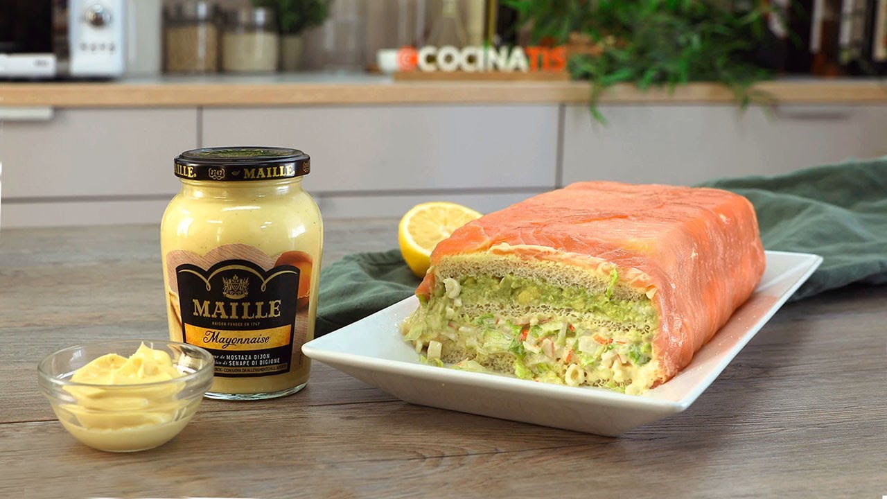 PASTEL DE SALMÓN Y AGUACATE 🥑 Pastel salado ¡SIN HORNO! muy fácil con pan de molde- Cocinatis