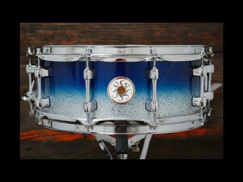 Sakae 5.5x14" Beech Snare Drum - Blue Sparkle Fade image 9