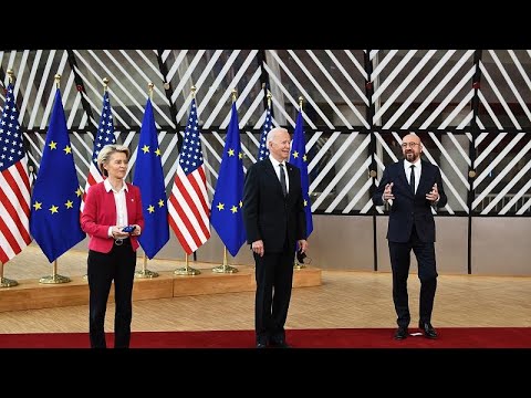 شاهد استقبال الرئيس الأمريكي جو بايدن في مقر الاتحاد الأوروبي في بروكسل…